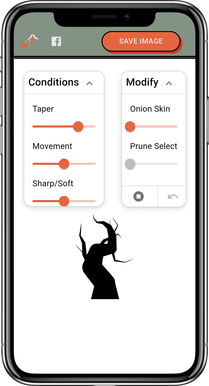 app screenshot generating ideas for bonsai tree designs